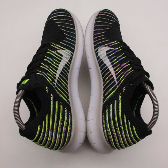 Nike Free RN Flyknit Low Men\'s 9 Black Multicolor Running Sneaker Athletic Shoes